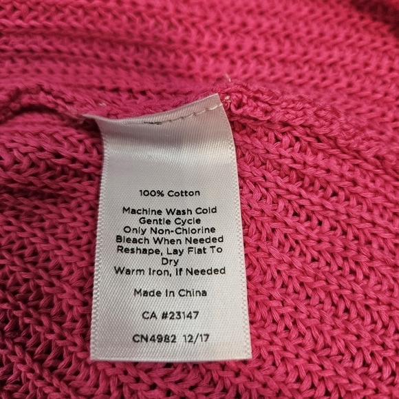 Talbots Hot Pink 3/4 Sleeve V-Neck Knit Sweater Size Medium Women's - Picture 6 of 8